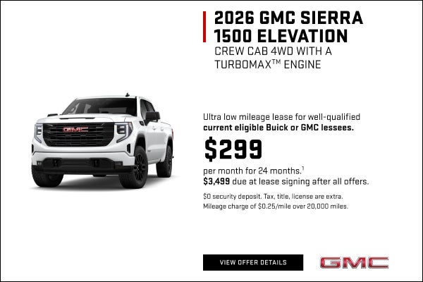 Ultra low mileage lease for well-qualified current eligible Buick or GMC lessees. 

$299 per mont...